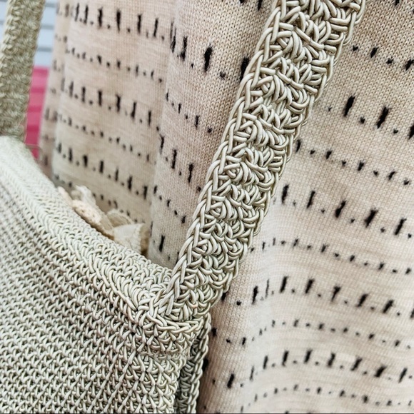 Y2K Knit Woven Taupe Rose lace cross body bag Neutral - Picture 7 of 9